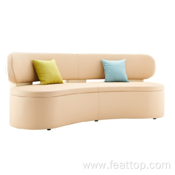 Modern Multiple Leather Fabric Splicing Arc Lounge Sofa